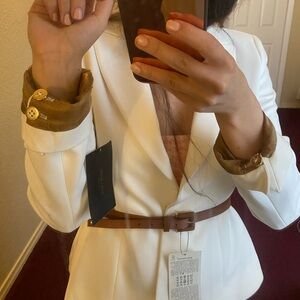 Zara Cream Blazer with Brown Lining